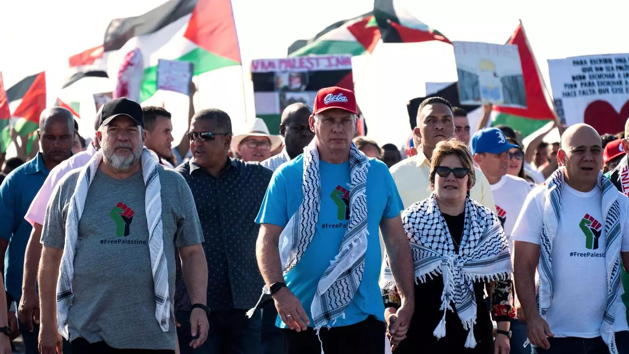 cuban-president-led-a-huge-march-in-support-of-palestinians